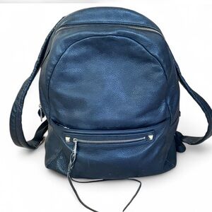 Rebecca Minkoff Julian Black Pebbled Leather Backpack Designer Large Preppy Goth